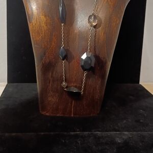 Source Unknown Black and Silver Gem Necklace
